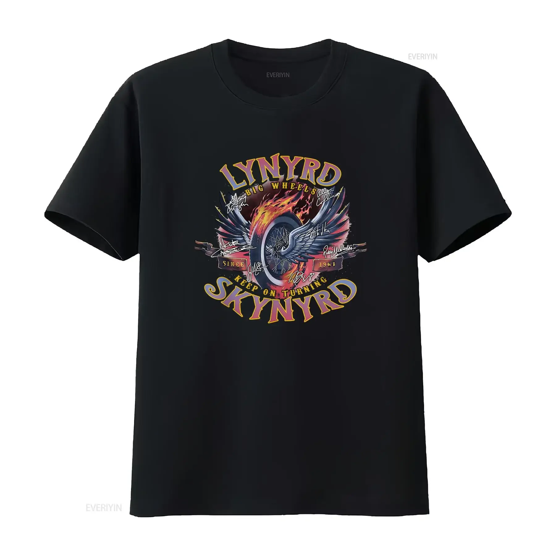 Camiseta vintage Lynyrds Skynyrds Band Music Legend Limited com design Big Wheels Keep On Turning vintage lavado