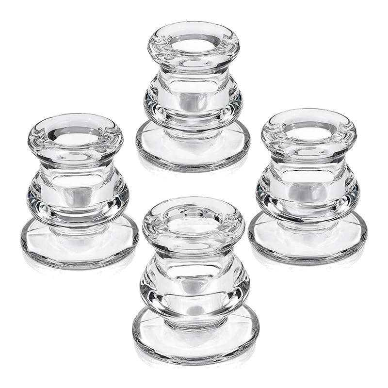 Candlestick Holders Set Of 4 - Taper Candle Holders For Table Centerpiece Glass Candle Holders For Candlesticks, Wedding