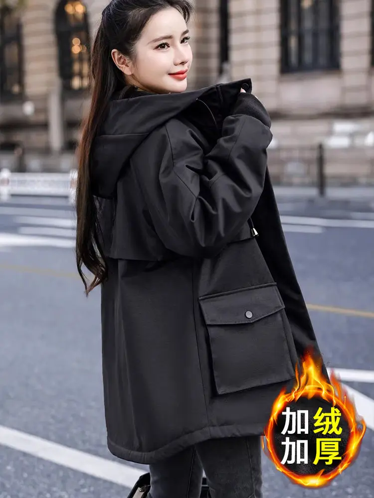 Veste à capuche épaisse en peluche pour femme, Parka chaude en coton, ample et décontractée, longue, nouvelle mode automne hiver