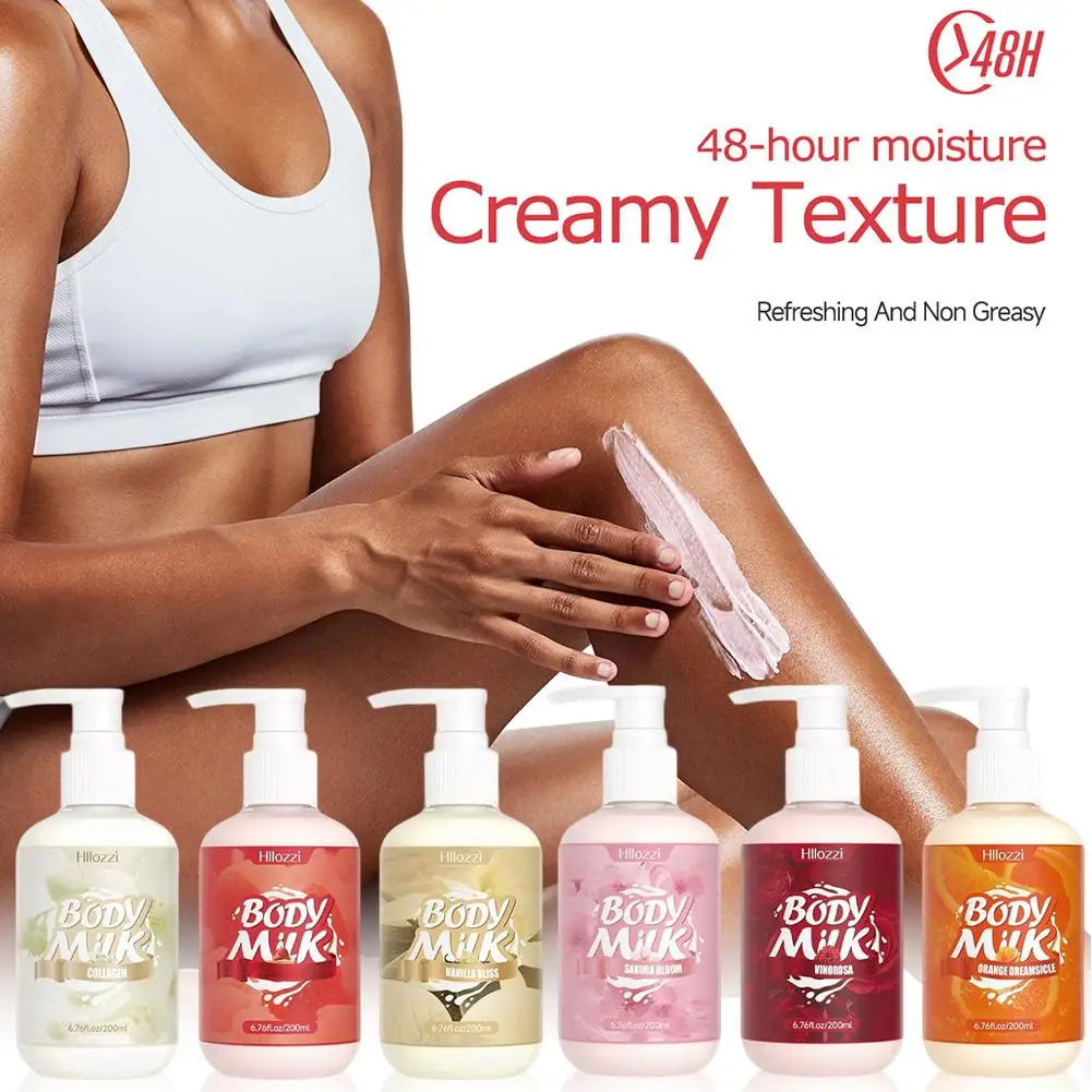 200ML Strawberry Cake Body Lotion, Vanilla, Sakura, Rose, VC Citrus, Collagen, Hydrating and Moisturizing Skin Care 6.76fl.oz