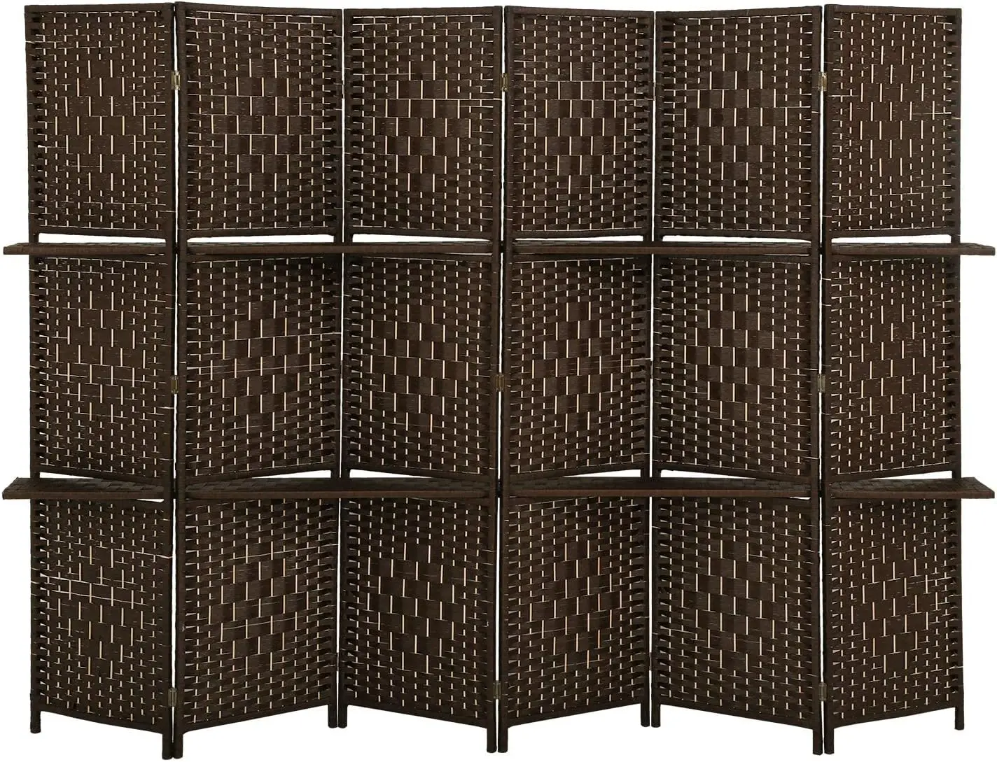 

Room divider 6 panel room screen divider wooden screen folding portable partition screen wood with removable storage shelves col