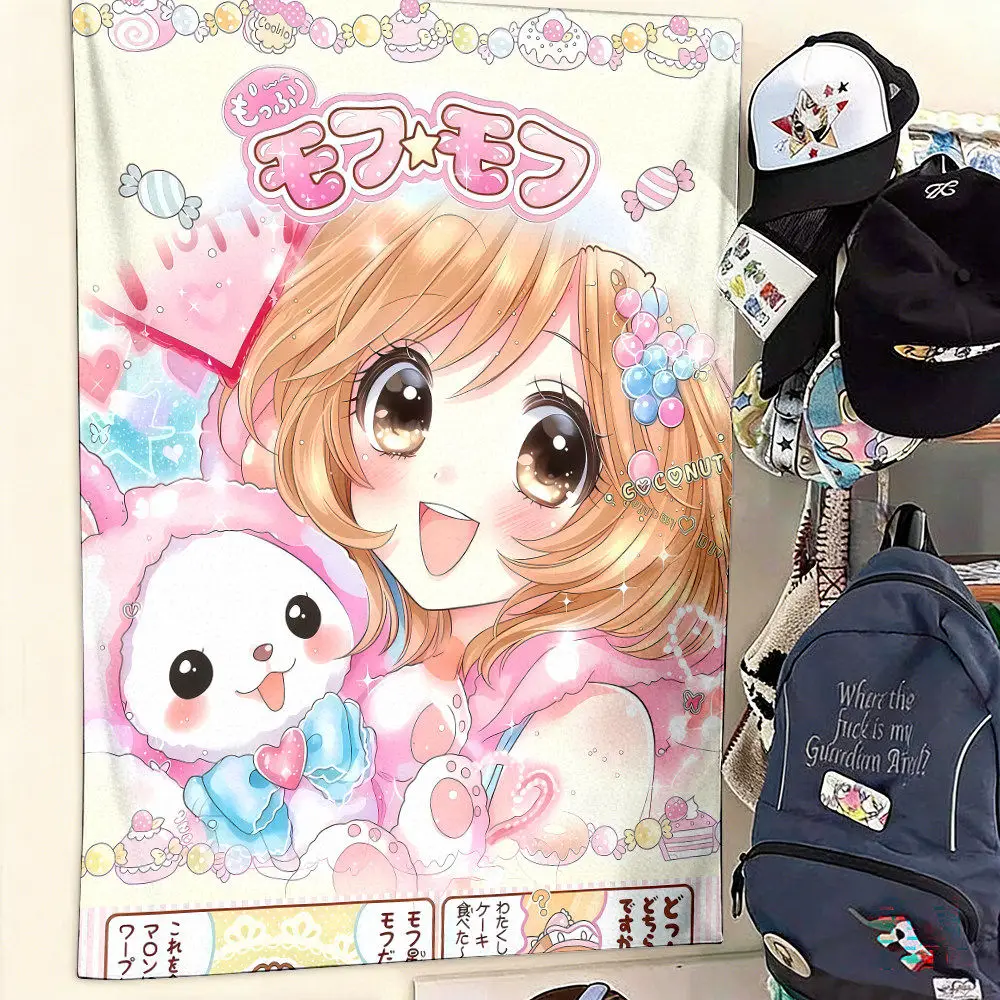 VIKAMA Anime Girl Desk Lamp Tapestry Soft Lighting Pastel Aesthetic Room Decor