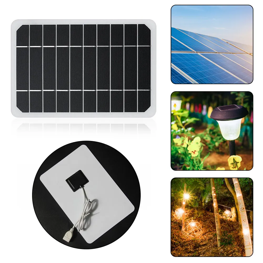 USB Solar Panel for Mobile Charging Outdoor 5W 5V Portable Solar Charger Waterproof Solar Charger With Wires for Bicycles Mobile