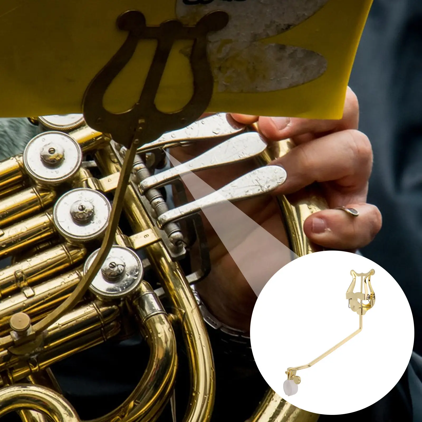 French Horn Gold Marching Band Sheet Clip Clamp-on Holder Lightweight Music Flip Folder Accessories Sheet Music Clip