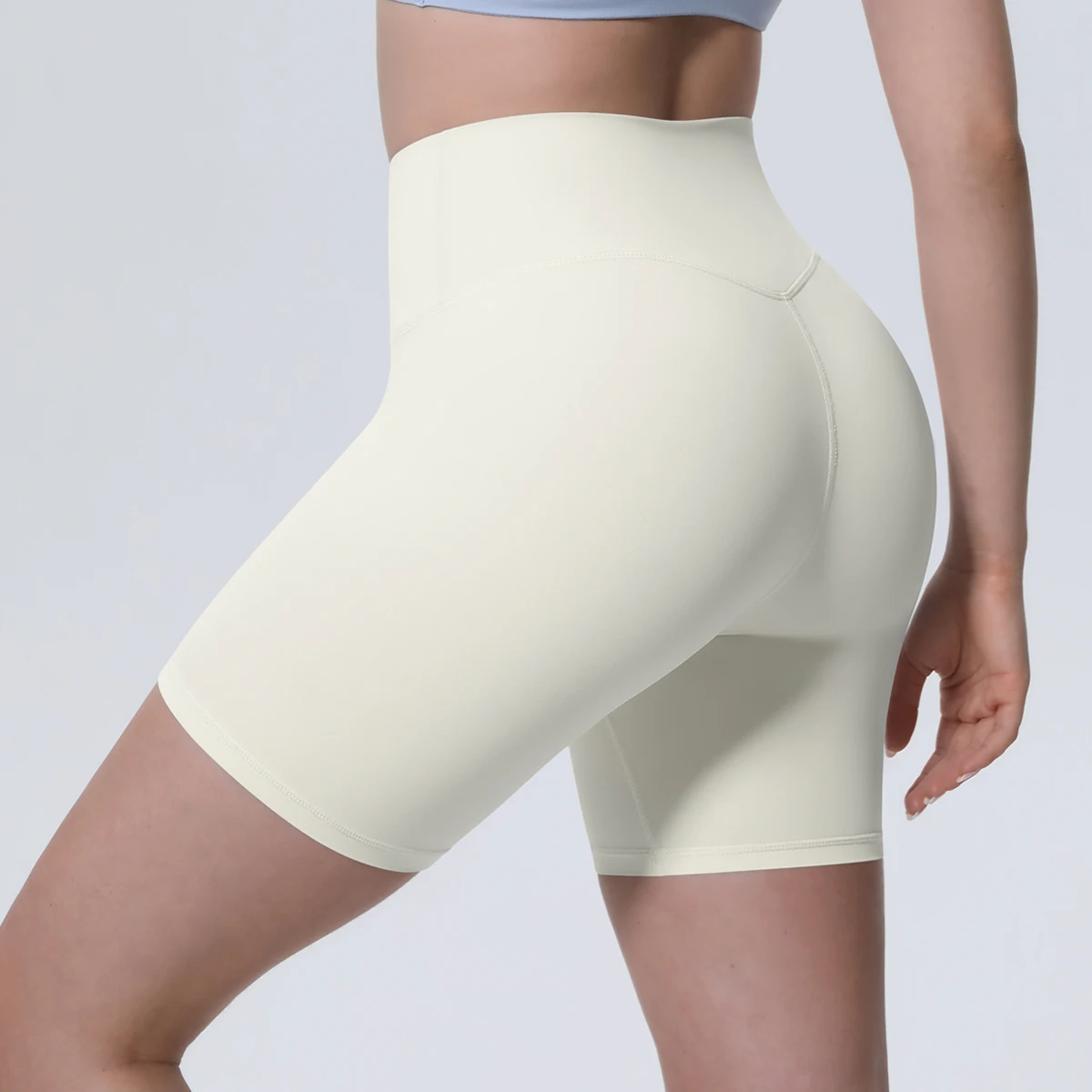1 Stück Damen Sport-Kurze Yoga-Leggings Einfarbige Hochtaillierte Fitness-Shorts Schnelltrocknende Radfahr-Workout Nahtlose Shorts – Detail 18