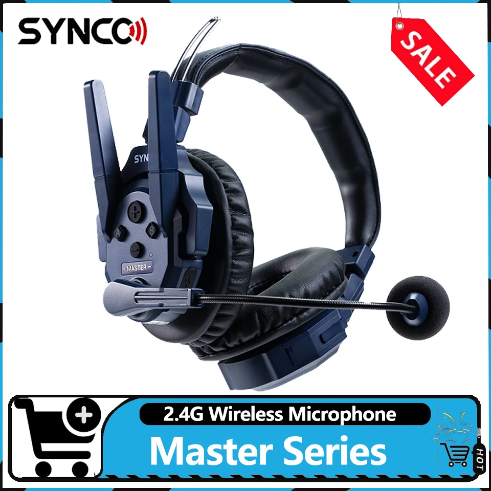 SYNCO Xtalk Master Full-Duplex MasterFree Intercom System with 2.4G Wireless Dual-Ear Headsets