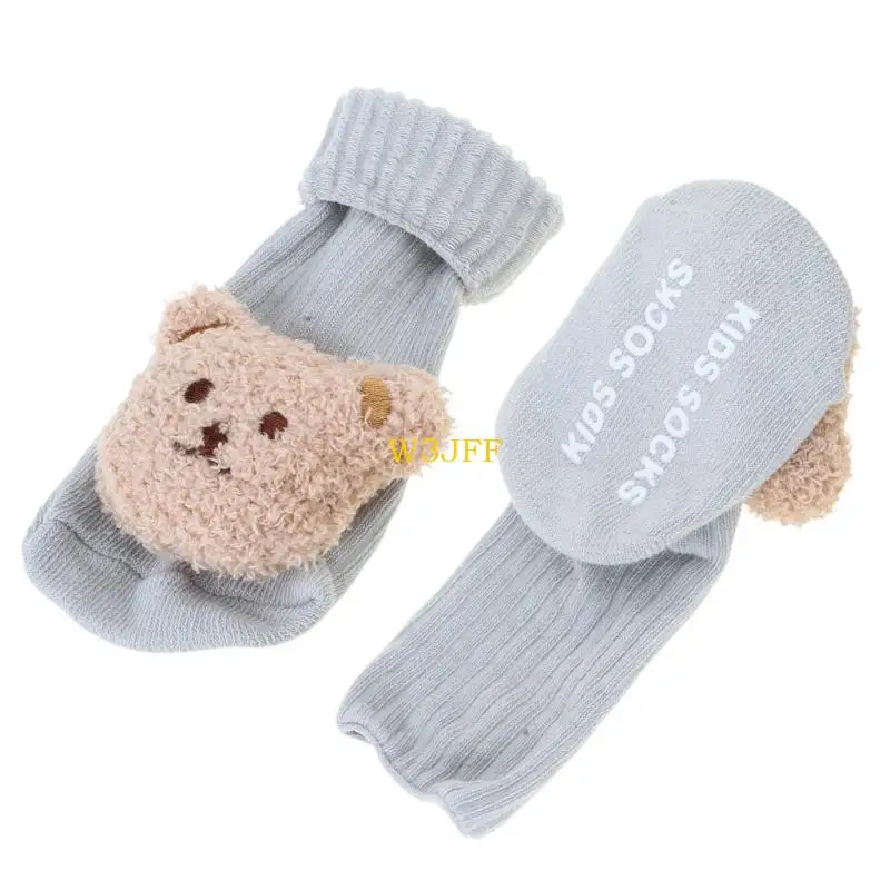 W3JF Baby Cartoon Floor Socks Nonslip Swees Socks Soft Firstwalker Socks Dark
