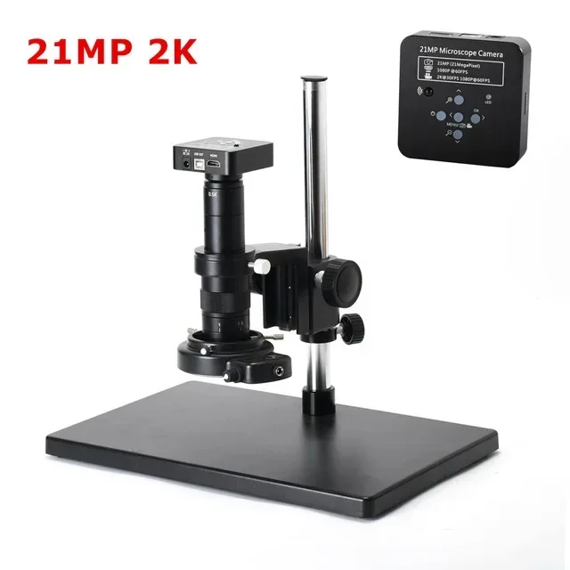 New 180X C-MOUNT Lens With 21MP 1080P 60FPS 2K HDMI-Compatible USB Digital Industry Video Microscope Camera for Phone PCB Solder