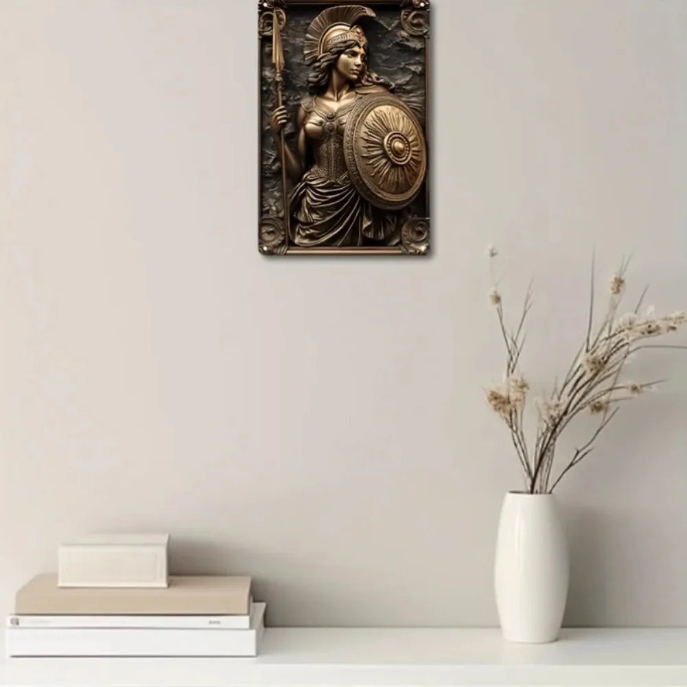 لوحة زخرفية معلقة على الحائط من الألومنيوم على الطراز البرونزي أثينا العتيق | علامة مربعة متعددة الأغراض مقاس 7.9 × 11.9 بوصة لديكور المنزل #2