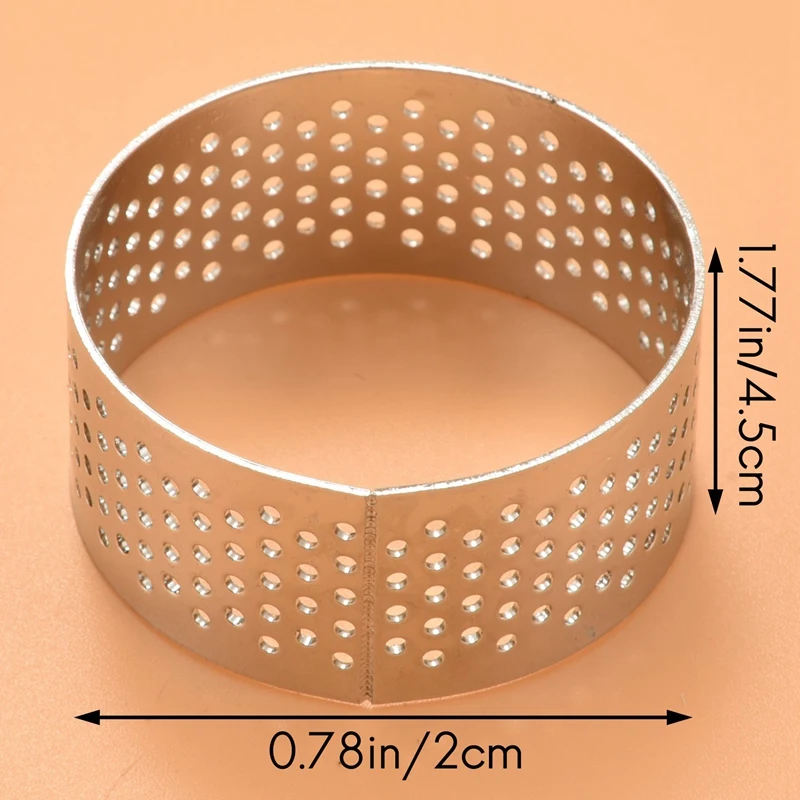 10 Stück 4,5 cm runder rostfreier perforierter nahtloser Torten ring Quiche Ring Torten pfanne Torten ring mit Loch Torten schalen ring