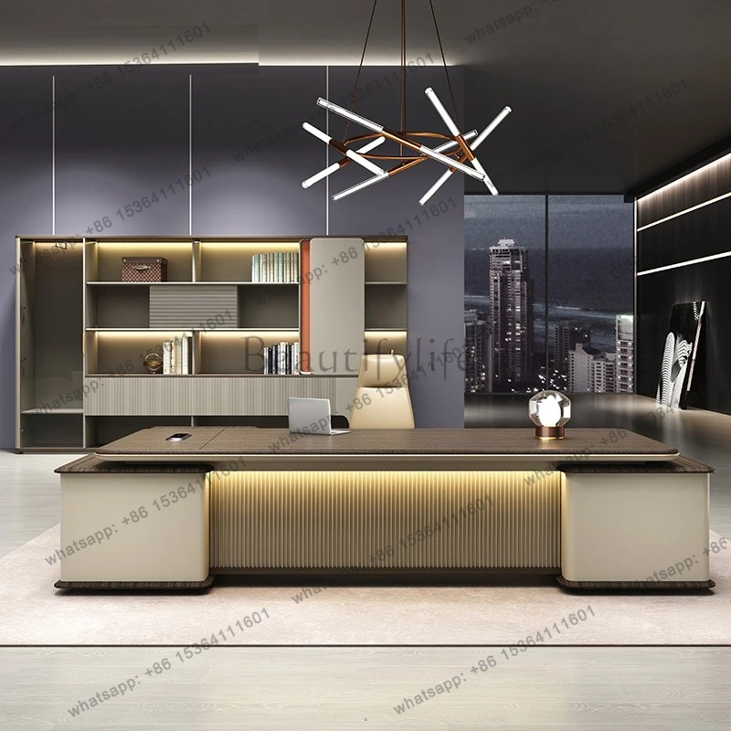 

Boss table, office table and chair combination, simple modern office furniture, light luxury