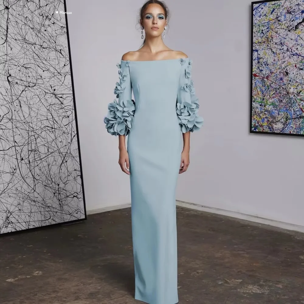 Marissa 3Dดอกไม้Elegant Party Dressesสําหรับงานแต่งงานผู้หญิงปิดไหล่แขนยาวชุดราตรีสตรี 2025 Custom Madeพรหม