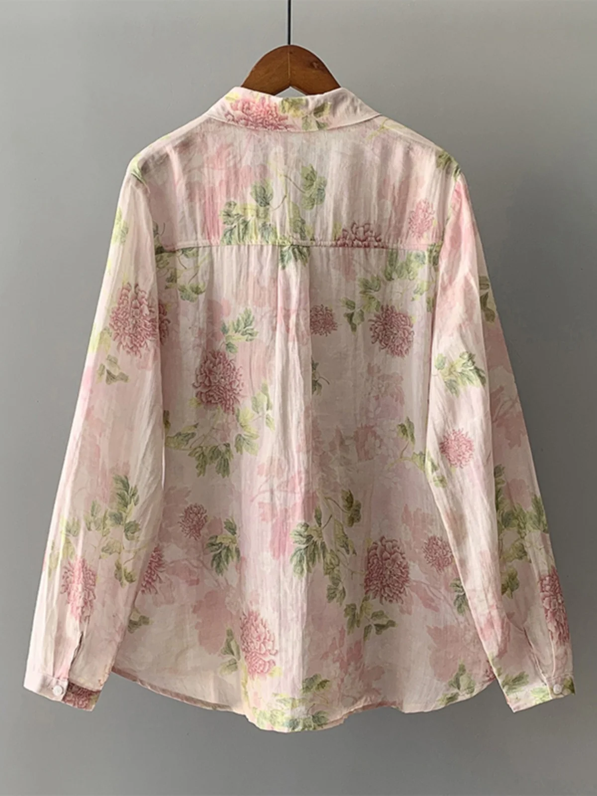 Retro Artistic Print Flax irt Women's Loose Casual Single Button Long Sve Layered Cotton Linen Open Cardigan Top