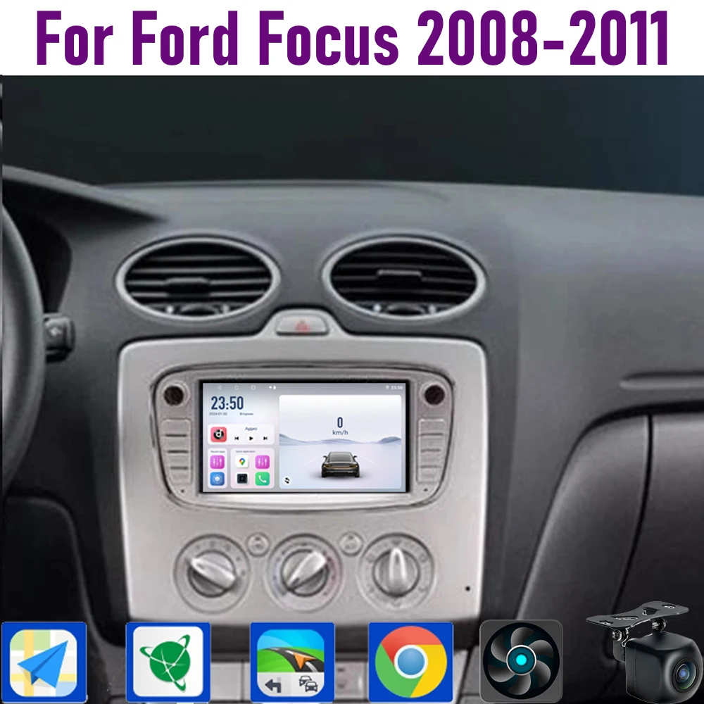 

GPS 7" For Ford Focus 2008-2011 CarPlay Android 15 Car Radio WIFI Multimedia Player Head Unit Google Map Camera 4GB+64GB