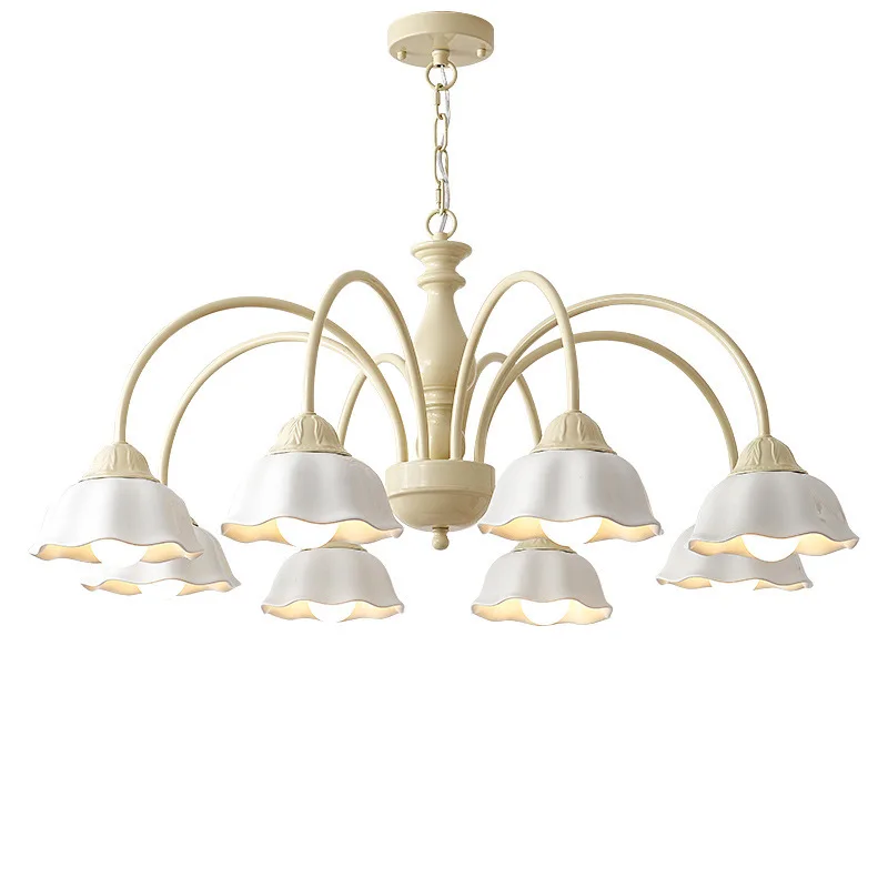 

French vintage pastoral fresh cream style living room chandelier creative master bedroom dining room light Nordic healing style