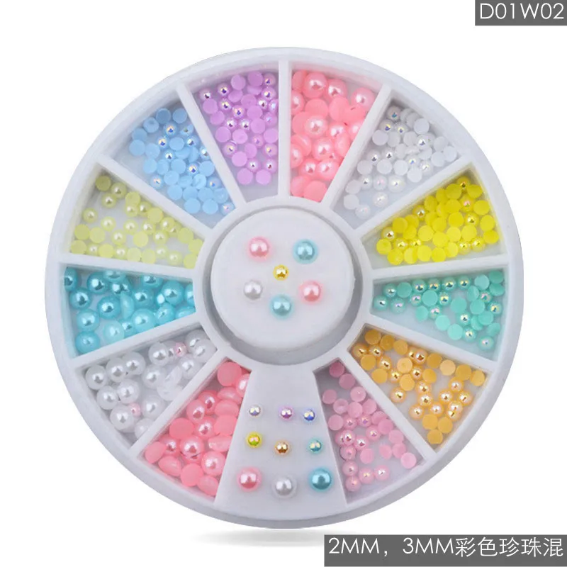 1 Hộp AB Màu Be Trắng Móng Hạt Bán Nguyệt Ngọc Trai 2-3Mm Móng Lấp Lánh Đính Móng Tay Ren Tự Làm Bánh Xe móng Tay Nghệ Thuật Trang Trí Trang Điểm