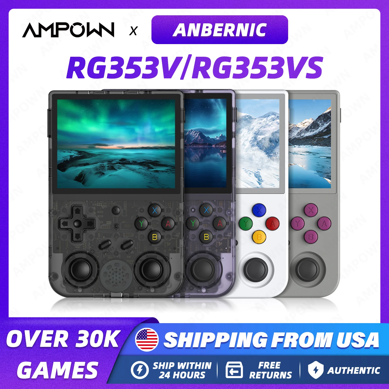 

ANBERNIC RG353V RG353VS Handheld Game Console 3.5'' IPS Screen HDMI Output Android Linux OS Supports Wift Built-in 20000 Games