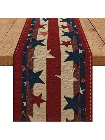 1 Piece July 4Th Decoration Table Runner Patriotic Free Star Next Day Anniversary Table Decoration Indoor Home Kitchen Holiday Party Decoration