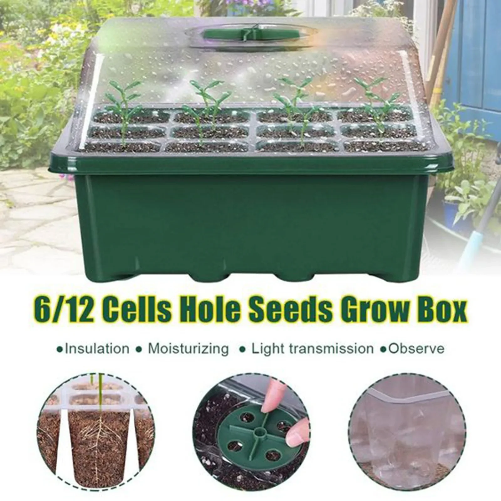 Plastic Nursery Pot 12 Hole Seedling Trays Plant Flower Grow Box Propagation for Gardening Grow Starting Germination Box