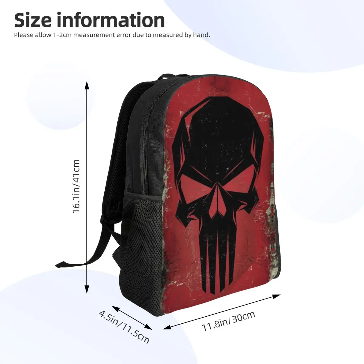 Customized Punisher Skull Symbol Backpack Men Women Basic Bookbag for School College Trendy Superhero Bags