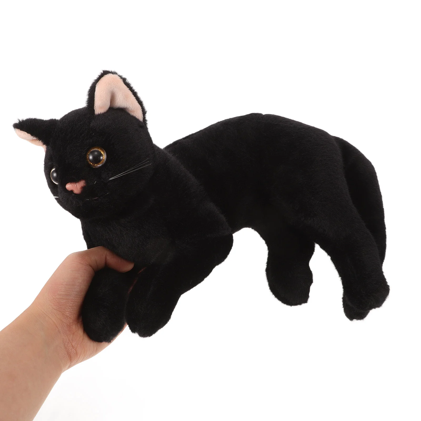 Gato brinquedo de pelúcia animal de pelúcia fantoche brinquedos animais pretos realista longo travesseiro halloween travesseiros bonito decoração