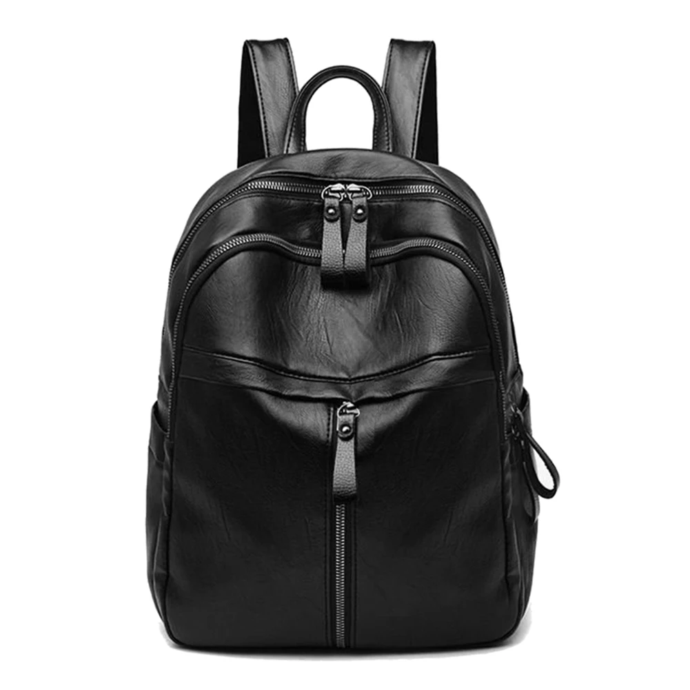 

Fashion Women PU Leather Knapsacks Solid Color Ladies Shopping Rucksacks Student Travel Large Capacity School Backpack