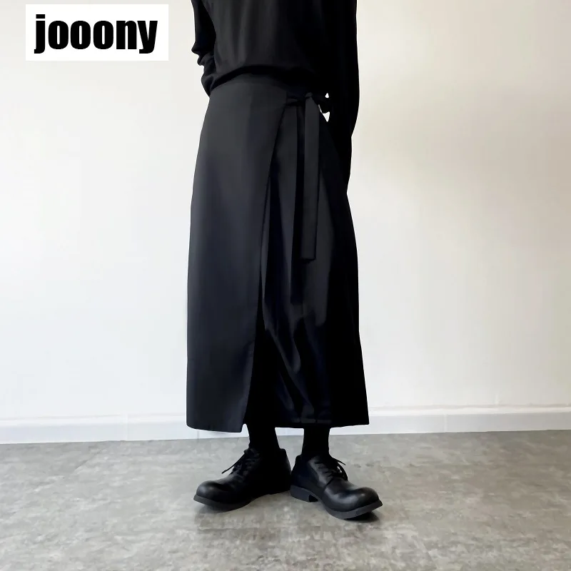 Solid Fashion Gothic Mens Elastic Waist Wide Leg Cargo Pants Casual Loose Multi-pocket Long Trousers Comfortable Cuasal Pants