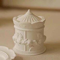 Carousel Texture Storage Jar With Lid Circular Candle Cup Silicone Mold Storage Box Tank Cement Epoxy Resin Mould