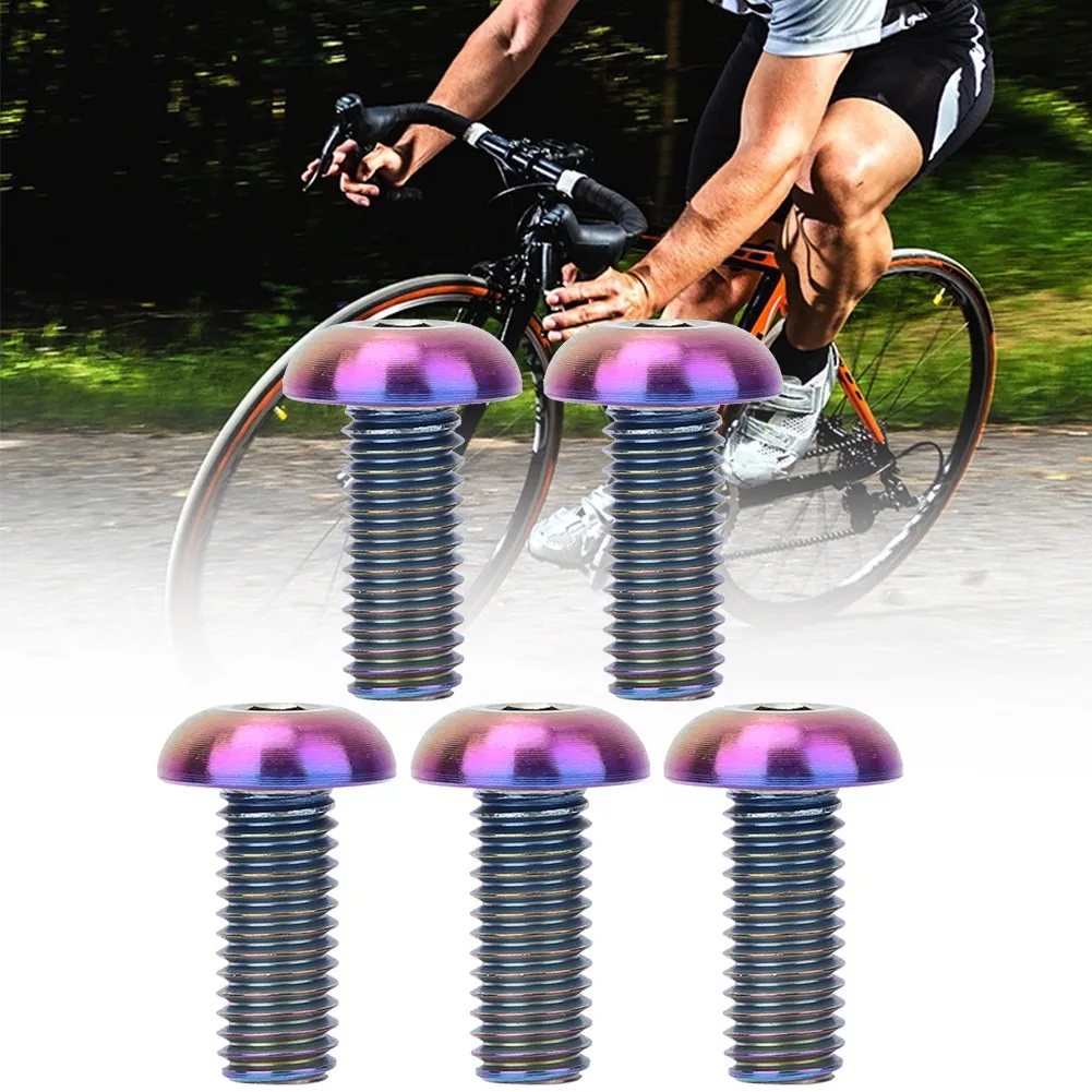 5pcs / Pack Titanium Alloy M5*12 Bicycle Water Bottle Cage Bolts M5*10 Disc Brake Screws(M5*12 Colorful )