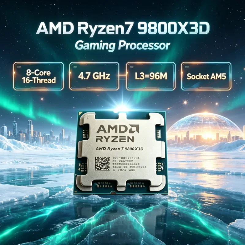 AMD Ryzen 7 9800X3D 8-Core 16-Thread 120W 4NM DDR5 L3=96M Gaming Processor 4.7GHz R7 9800X3D Socket AM5