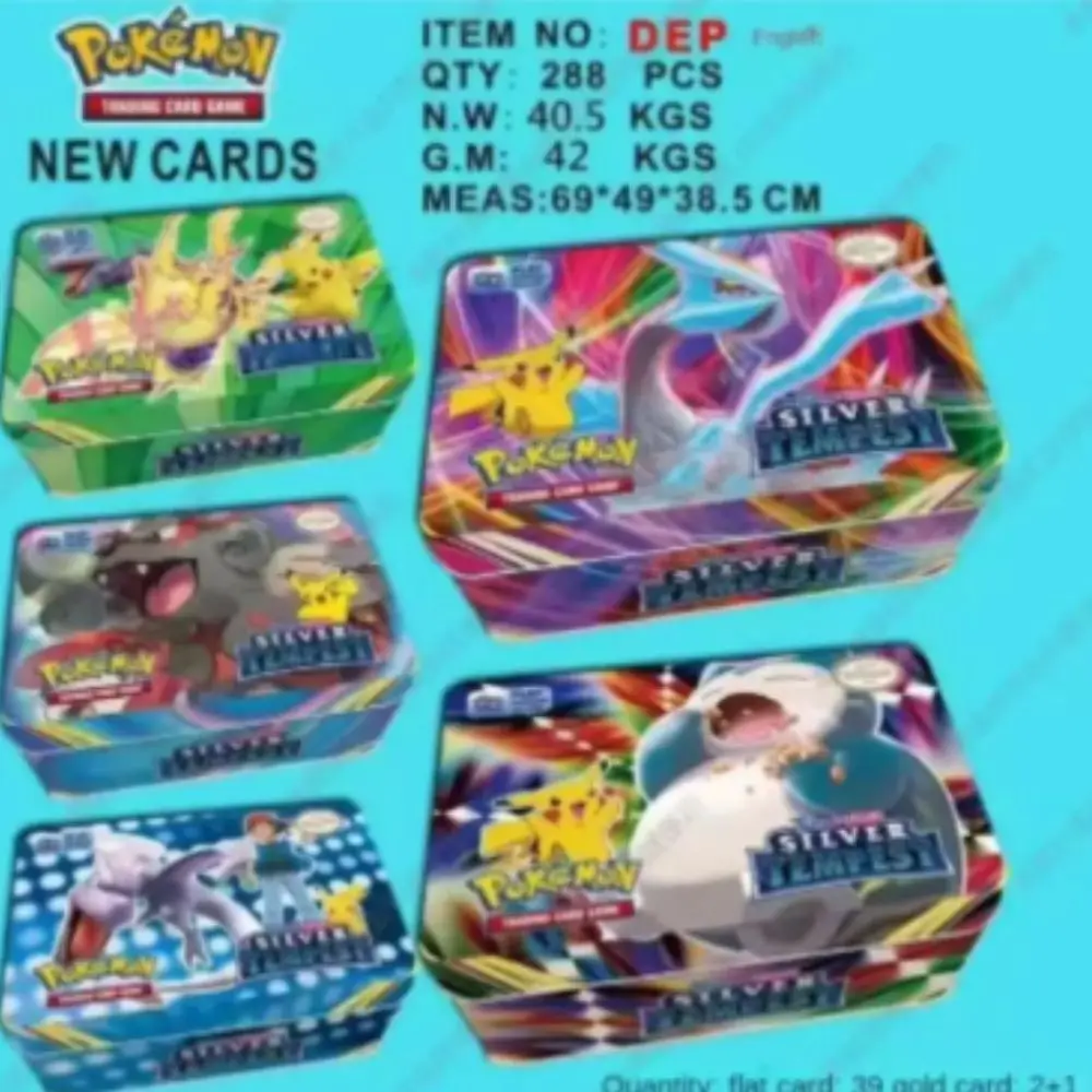 

Набор из 42 предметов: Металлическая коробка TOMY Battle Toys Lost Origin с Пикачу, игровыми аниме-картами и банковскими картами для детей