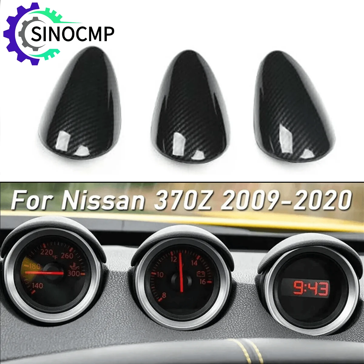 

3Pcs ABS Carbon Fiber Pattern Interior Gauge-Pad Cover Trim For Nissan 370Z 2009-2020 Car Interior Replacement Accessories