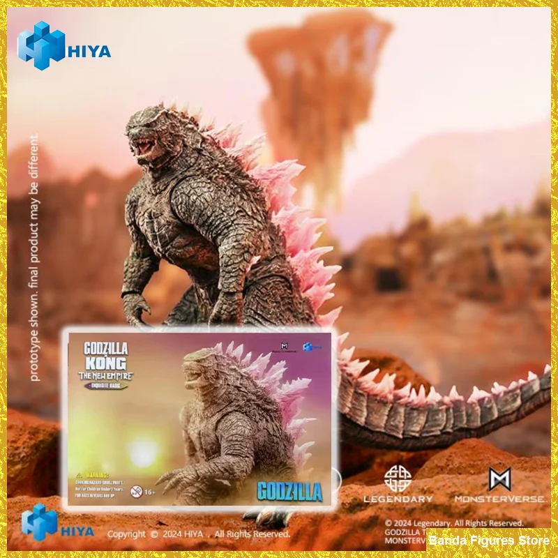 Original HIYA Godzilla x Kong el nuevo imperio Godzilla evolucionado Pink Backed Godzilla en Stock Anime figuras de acción modelo Juguetes