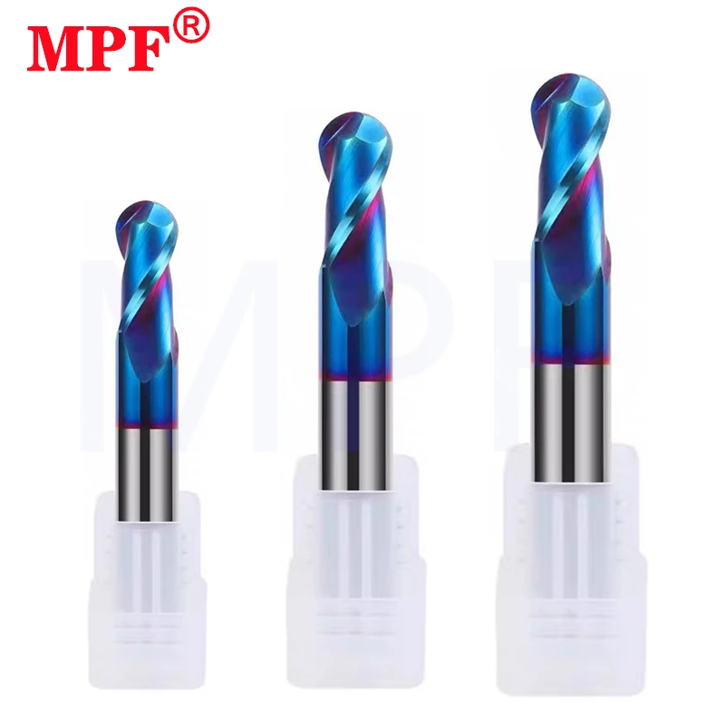 

Milling CutterHRC65 Blue Nano Coating Milling Cutter Tungsten Steel Carbide 2Flute Ball End Mill For CNC Mechanical Endmill Tool