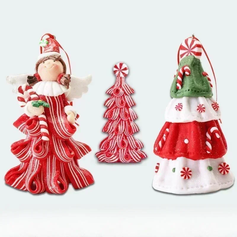 

Soft Clay Christmas Mini Tree Creative Little Angel Christmas Tree Shaped Fun Scene Decorations Xmas Tree Decors