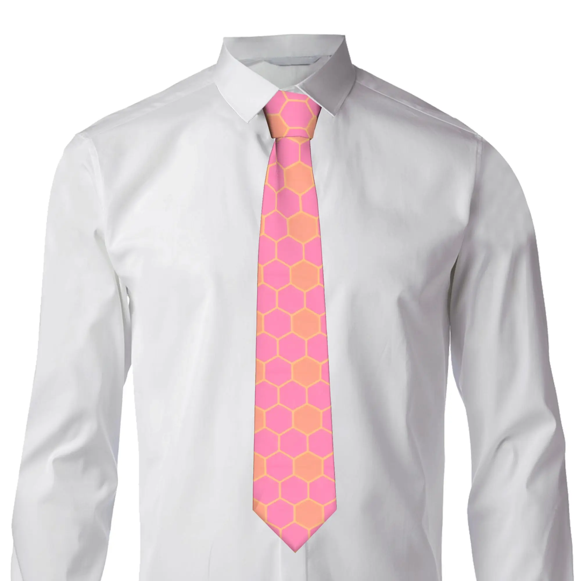 Honeycomb Geometric Hexagonal  Neck Tie Men Formal Rainbow Silk Wedding Neckties