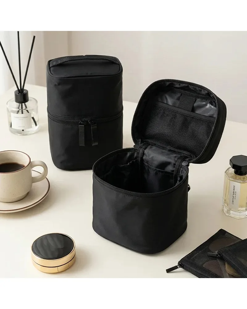 Minimalist Solid Cylindrical Cosmetic Bag Roomy Dirt Resistant Commuter Friendly Organizer