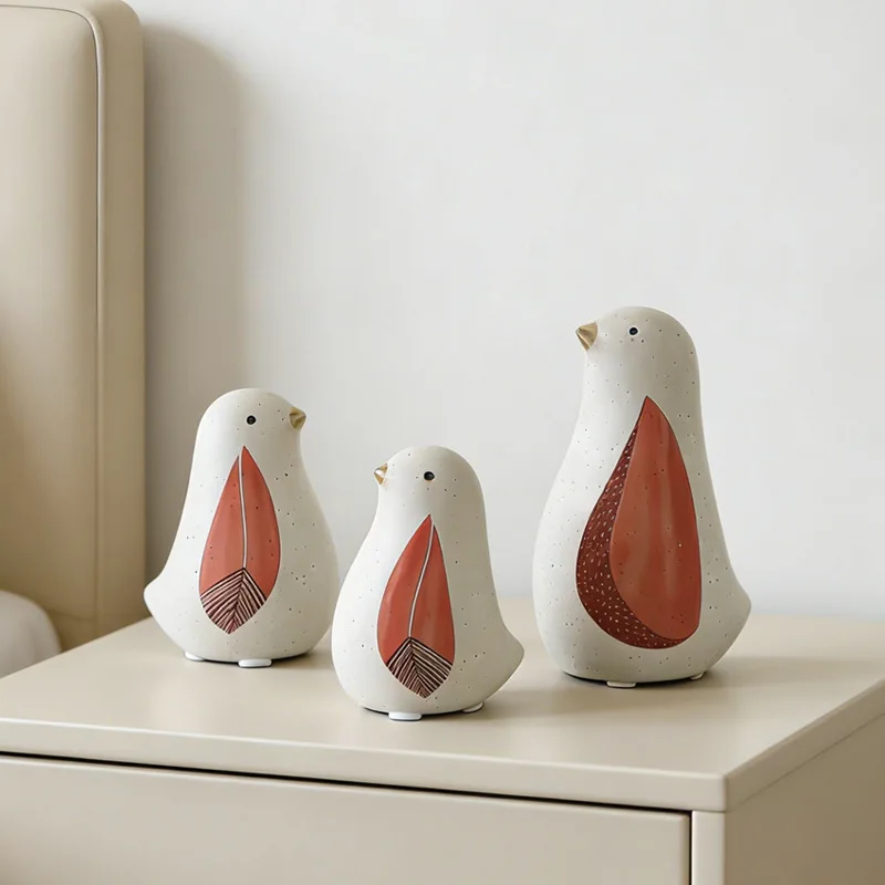 2 PCS Ceramic Bird Modern Simple Desktop Ornaments Nordic Creative تحف كبيره للمنزل Статуэтки Кошек