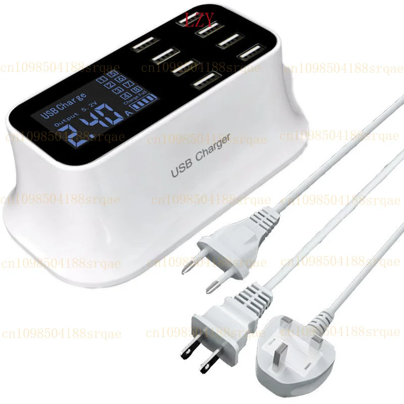 

8 Multi-Port USB Adapter Desktop Wall Charger Smart LCD Display Charging Station