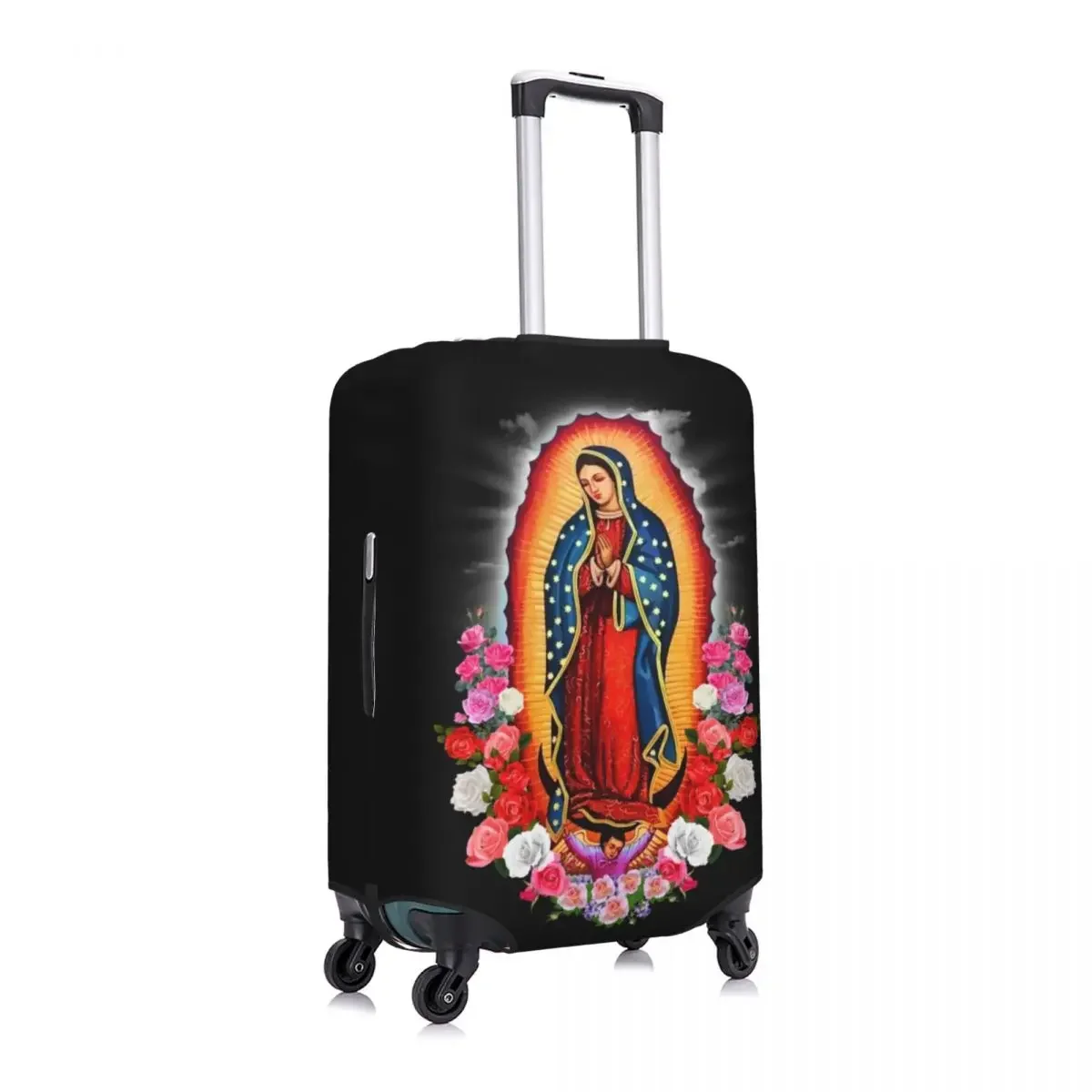 Custom Virgin Mary Of Guadalupe Travel Luggage Cover Dust Proof Mexico Catholic Saint Suitcase Cover Protector Fit 18-32 Inch