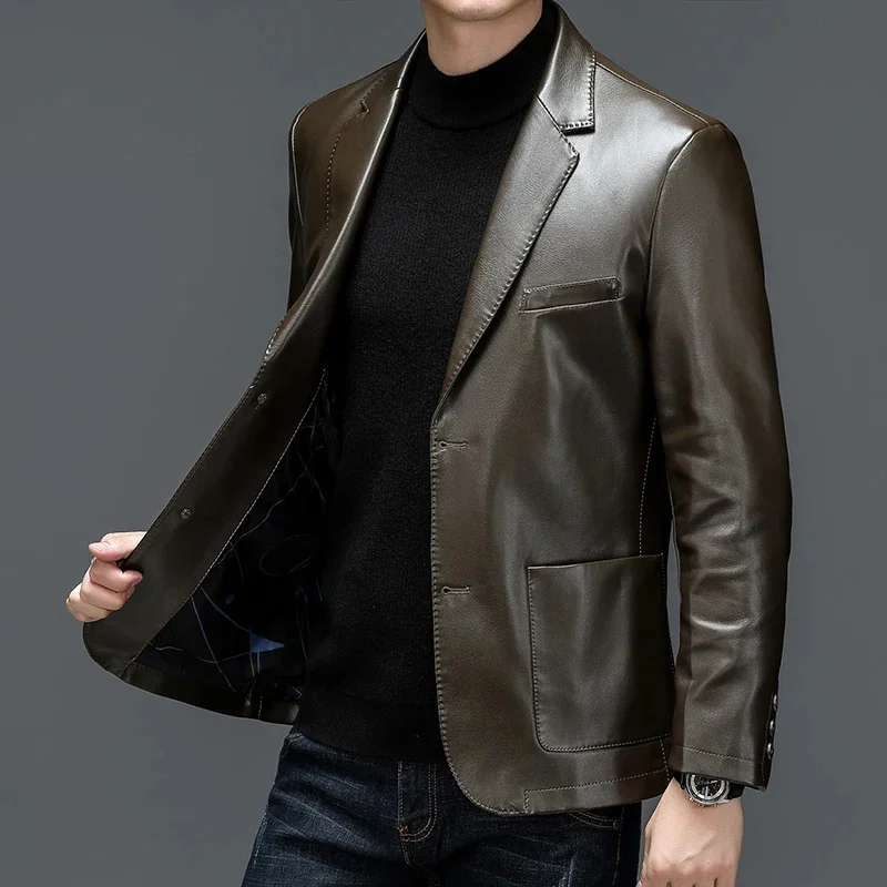 2023 spring new style Men's Jackets PU Faux Leather thicken Jacket autumn Men Slim Fit Fashion Overcoats full size M-4XL JK162