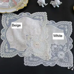 Popular beads flower mesh embroidery table place mat cloth Wedding Christmas placemat kitchen Table decoration and accessories