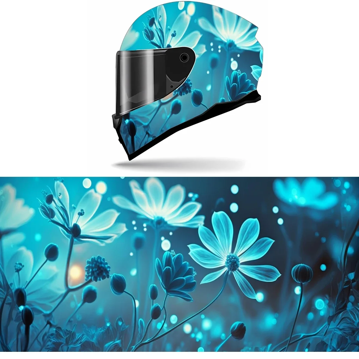 

Abstract Futuristic Flower Art Full Helmet Wrap Sticker Motorcycle Helmet Racing Graphic Decal Vinyl Wrap Helmet Decor Sticker