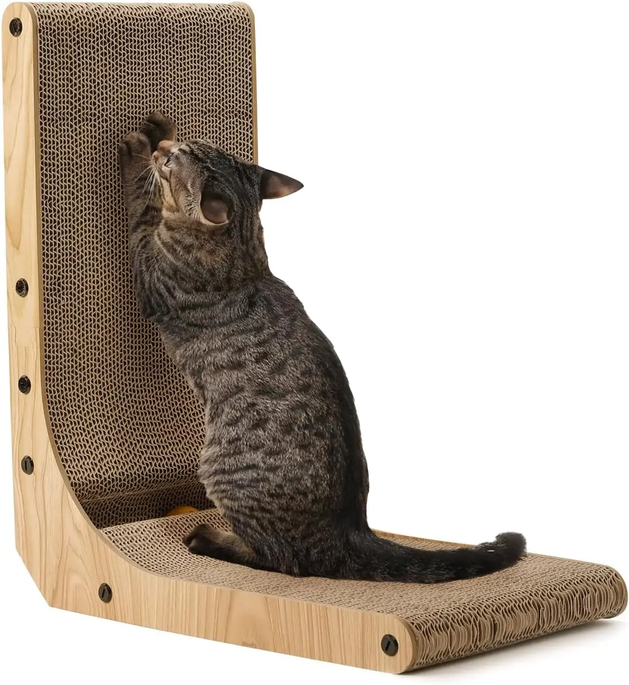 

Cat Scratcher with Ball Toy for Indoor Cats, L Shape, Scratch Pad, Wall Mounted, Scratching Cardboard, Toy for Cats, 18.7 in