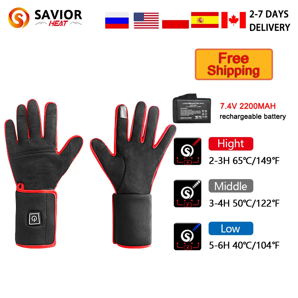 SAVIOR HEAT Heated Gloves Palm Non-Slip Electric Heated Skiing Gloves For Men Women Thermal Gloves Rechargeable Battery WarmHand