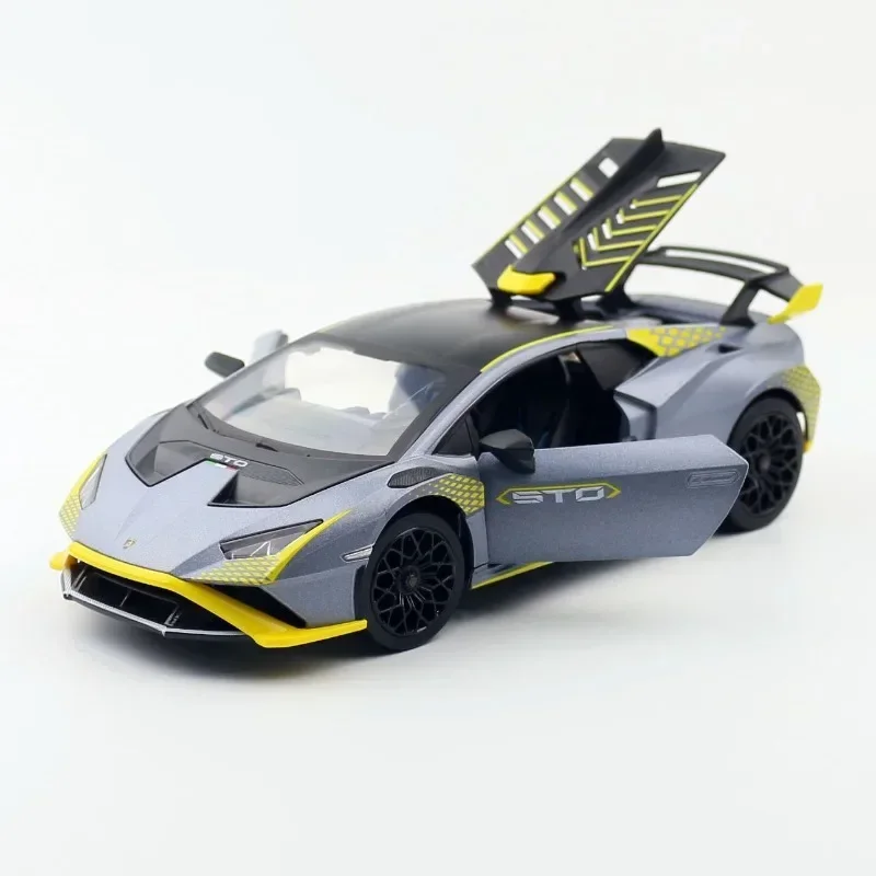 Lambor Huracan STO Sport Car Model CCA Simulation 1:24 with Sound Light Children Boy Birthday Gift Collection Miniature Voiture