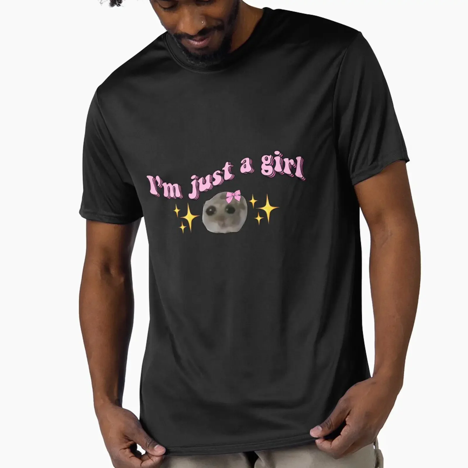Coquette Sad hamster meme I m just a girl designed and sold by vyascreations vintage Washed homme Stretched Breathable