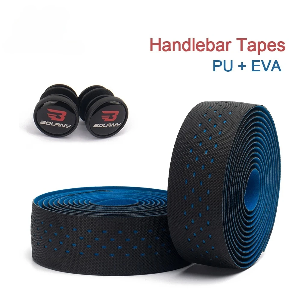 

Bike leather Handlebar Tapes With Bar Plugs Soft breathable Anti-slip PU EVA Belt Cork Road Bicycle Accessories