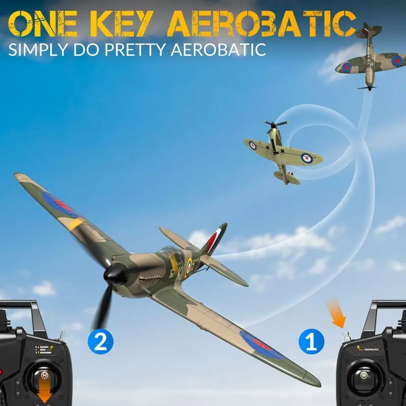 One-key Aerobatic Flight Of Fixed-wing Model Electric Remote Control Foam Aircraft Model Of Orans British Spitfire Fighter.