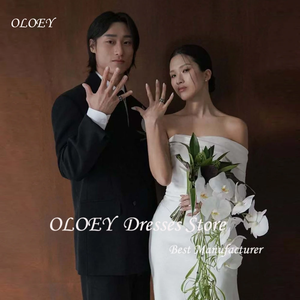 

OLOEY One-Shoulder Soft A Line Wedding Dresses Korea Photoshoot Corset Back Bridal Gowns Simple Floor-Length Customized